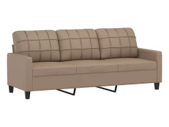 Sofá de 3 lugares 180 cm couro artificial cor cappuccino