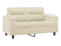 Sofá de 2 lugares 120 cm couro artificial cor creme PT347072