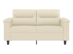 Sofá de 2 lugares 120 cm couro artificial cor creme PT347072