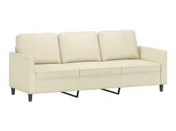 Sofá de 3 lugares 180 cm couro artificial cor creme PT163151