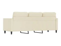 Sofá de 3 lugares 180 cm couro artificial cor creme PT163151