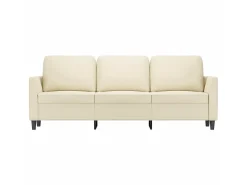 Sofá de 3 lugares 180 cm couro artificial cor creme PT163151