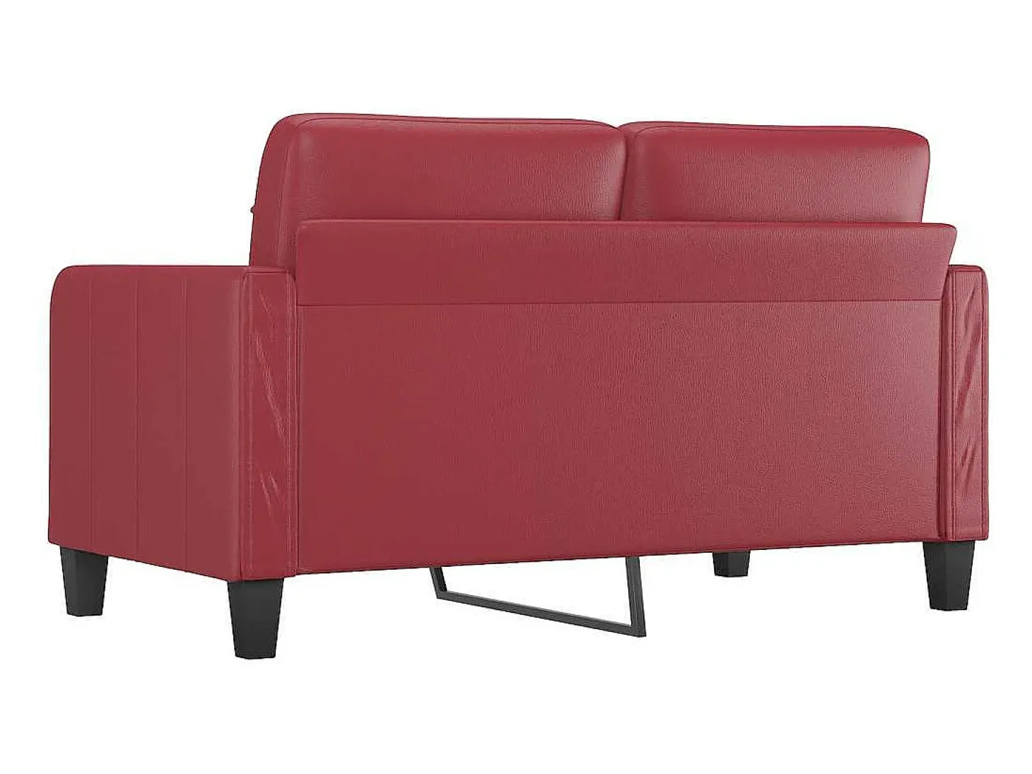 Sofá de 2 lugares 140 cm couro artificial vermelho tinto