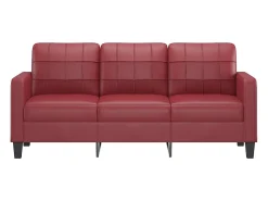 Sofá de 3 lugares 180 cm couro artificial vermelho tinto PT351818
