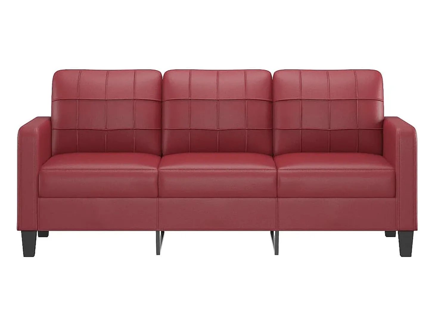 Sofá de 3 lugares 180 cm couro artificial vermelho tinto PT351818
