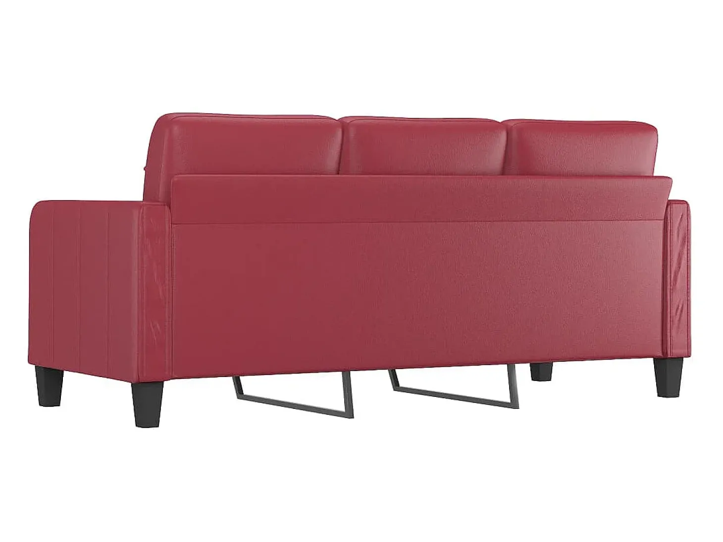 Sofá de 3 lugares 180 cm couro artificial vermelho tinto PT351818