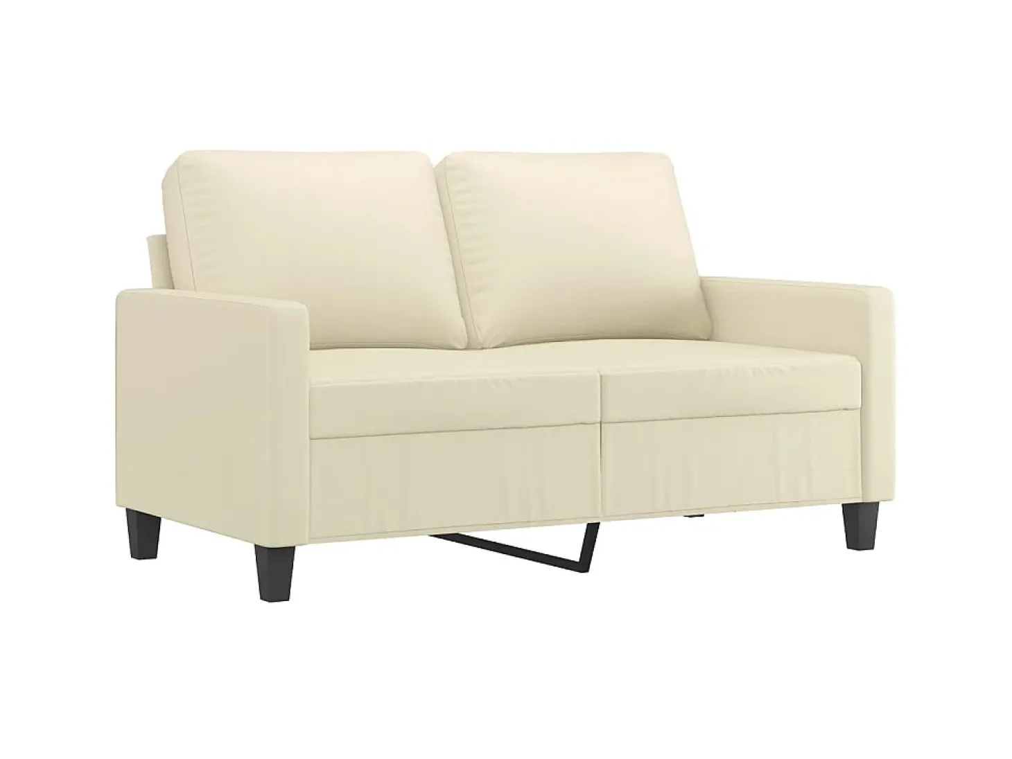 Sofá de 2 lugares 120 cm couro artificial cor creme PT186426