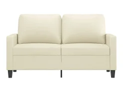 Sofá de 2 lugares 120 cm couro artificial cor creme PT186426