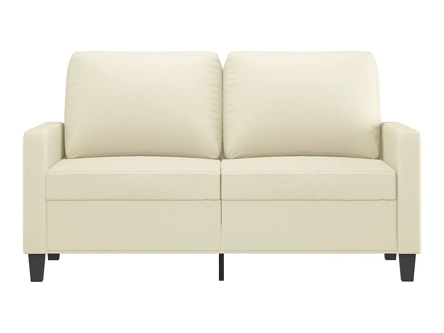Sofá de 2 lugares 120 cm couro artificial cor creme PT186426