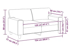Sofá de 2 lugares 120 cm couro artificial cor cappuccino