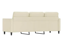 Sofá de 3 lugares 180 cm couro artificial cor creme