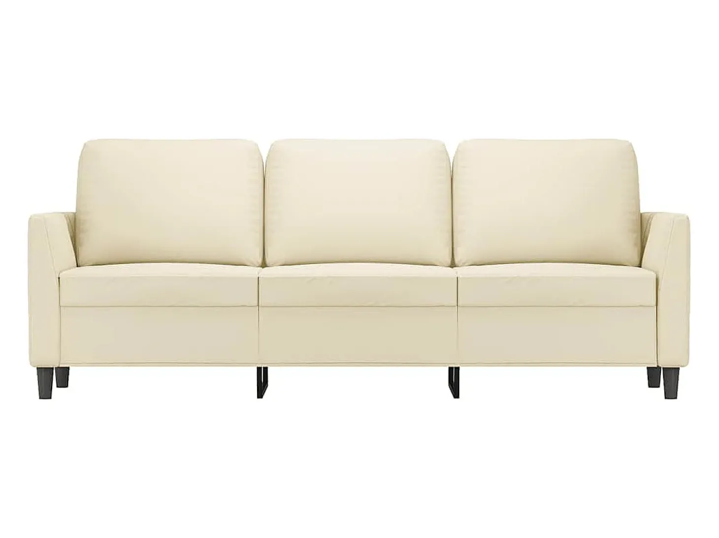 Sofá de 3 lugares 180 cm couro artificial cor creme
