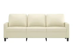 Sofá de 3 lugares 180 cm couro artificial cor creme PT227712