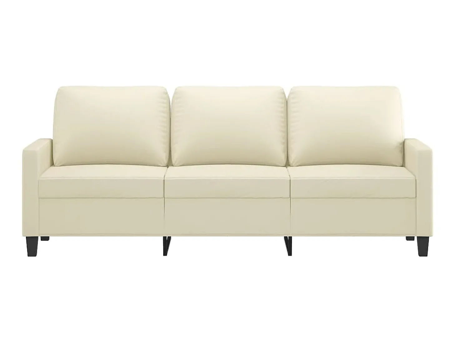 Sofá de 3 lugares 180 cm couro artificial cor creme PT227712