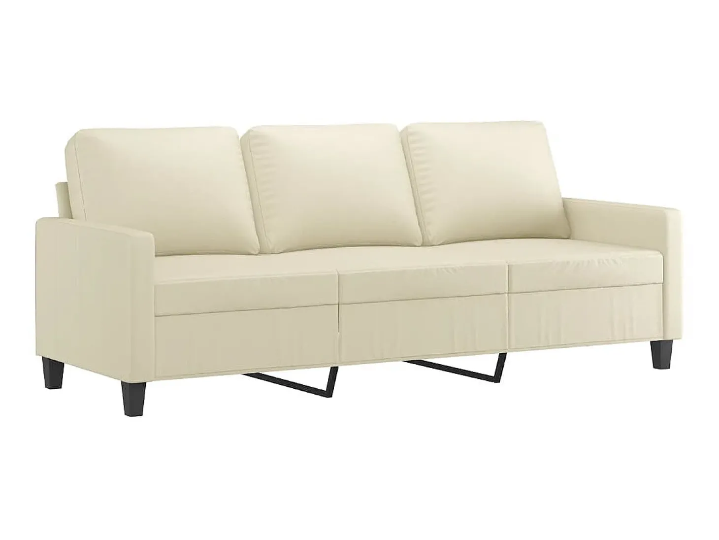 Sofá de 3 lugares 180 cm couro artificial cor creme PT227712