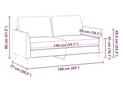 Sofá de 2 lugares 140 cm couro artificial preto