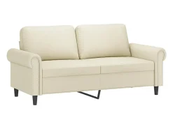 Sofá de 2 lugares 140 cm couro artificial cor creme PT608940