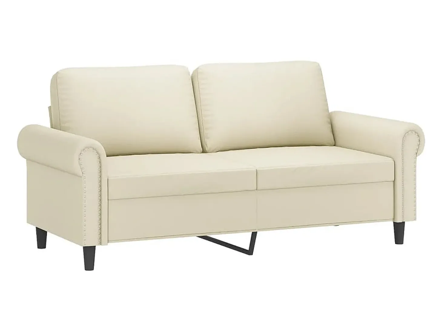 Sofá de 2 lugares 140 cm couro artificial cor creme PT608940