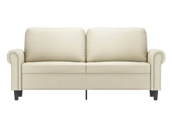 Sofá de 2 lugares 140 cm couro artificial cor creme PT608940
