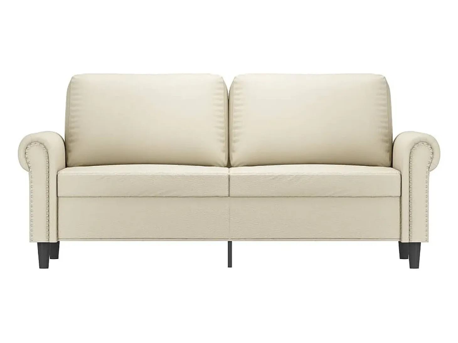 Sofá de 2 lugares 140 cm couro artificial cor creme PT608940