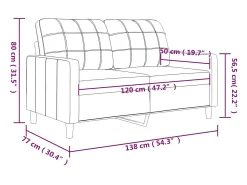 Sofá de 2 lugares 120 cm couro artificial cor cappuccino