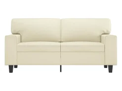Sofá de 2 lugares 120 cm couro artificial cor creme PT929279