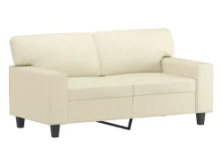 Sofá de 2 lugares 120 cm couro artificial cor creme PT929279