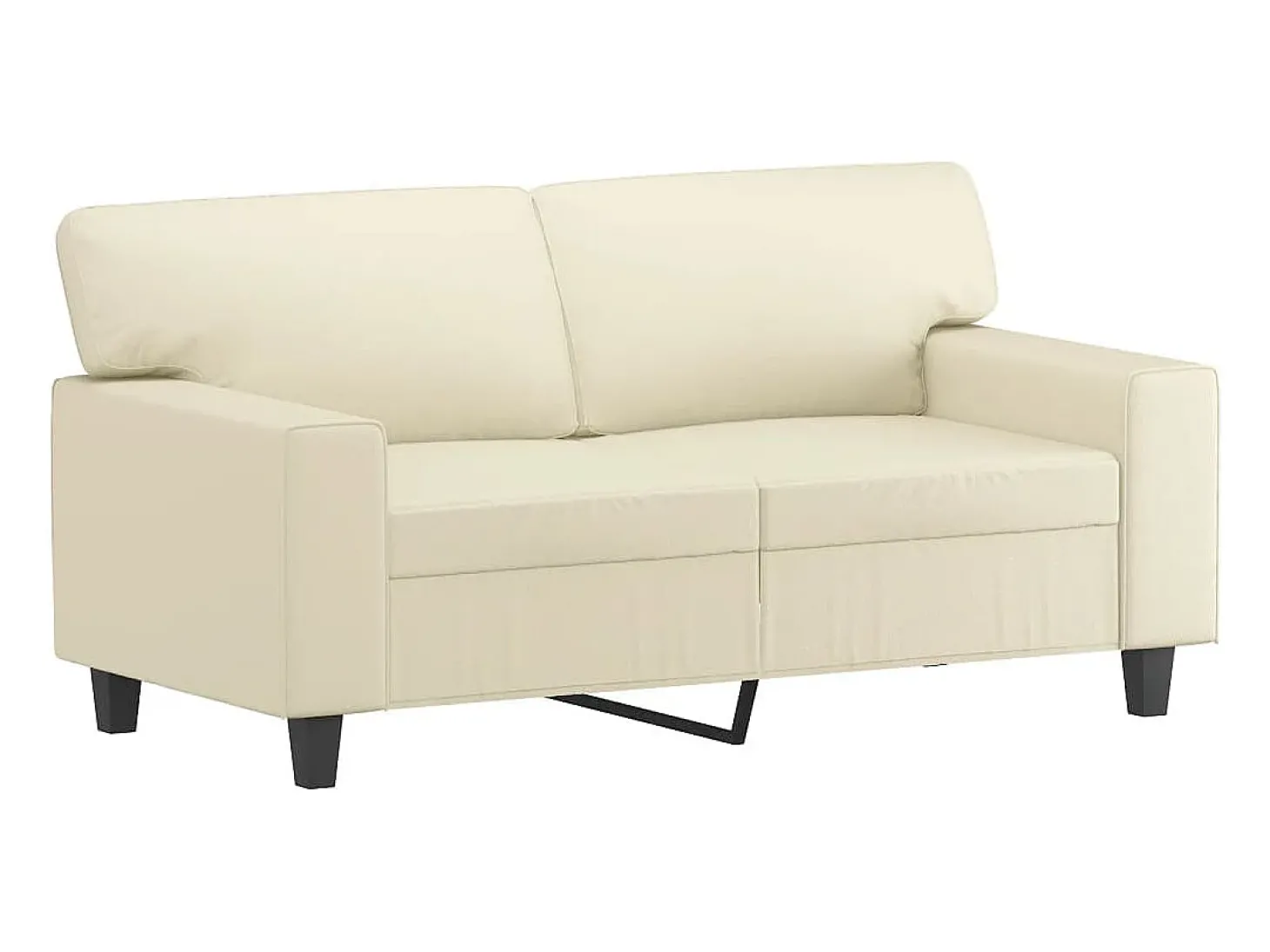 Sofá de 2 lugares 120 cm couro artificial cor creme PT929279