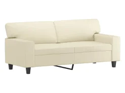 Sofá de 2 lugares 140 cm couro artificial cor creme