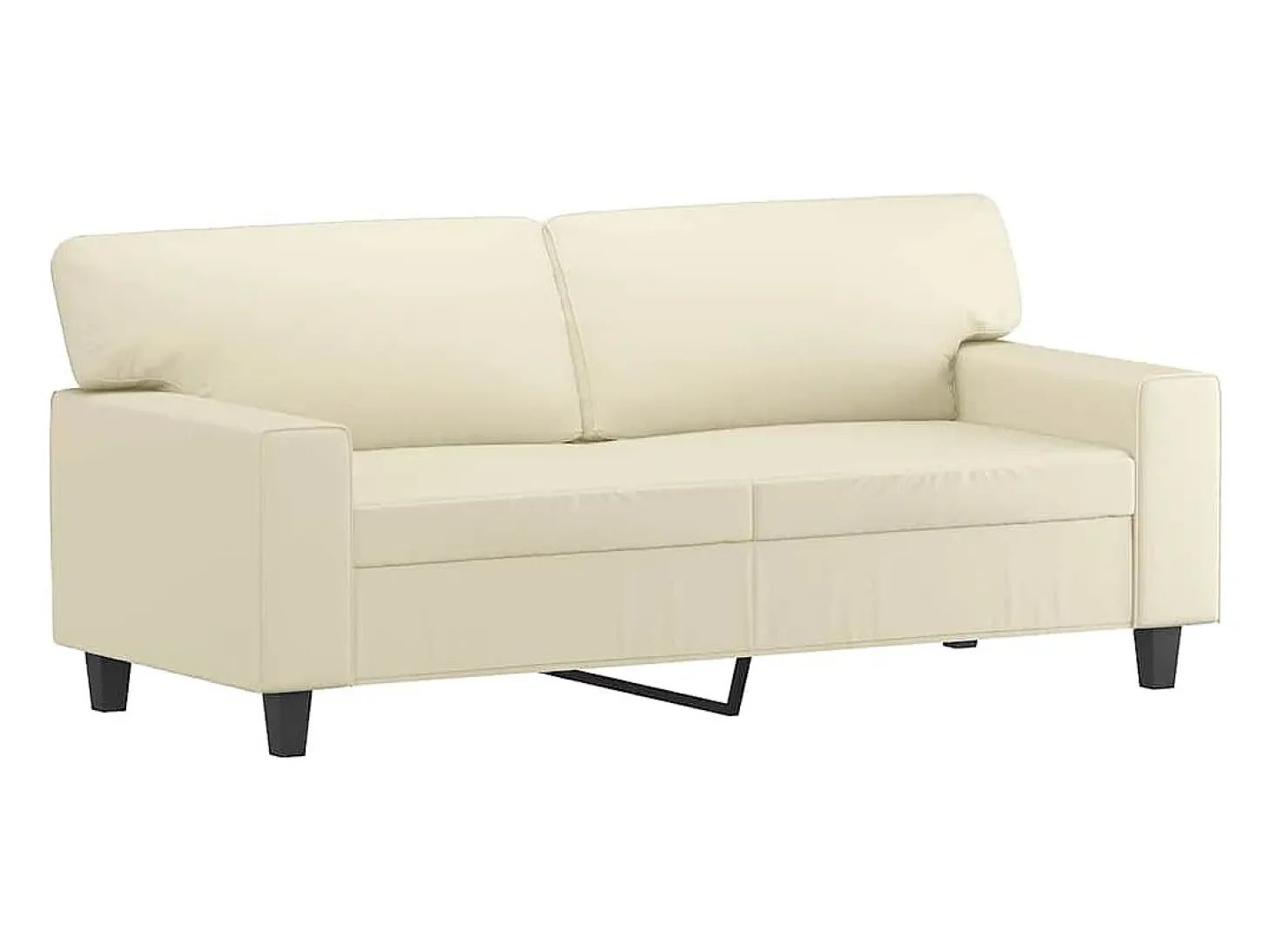 Sofá de 2 lugares 140 cm couro artificial cor creme
