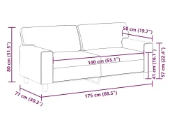 Sofá de 2 lugares 140 cm couro artificial preto