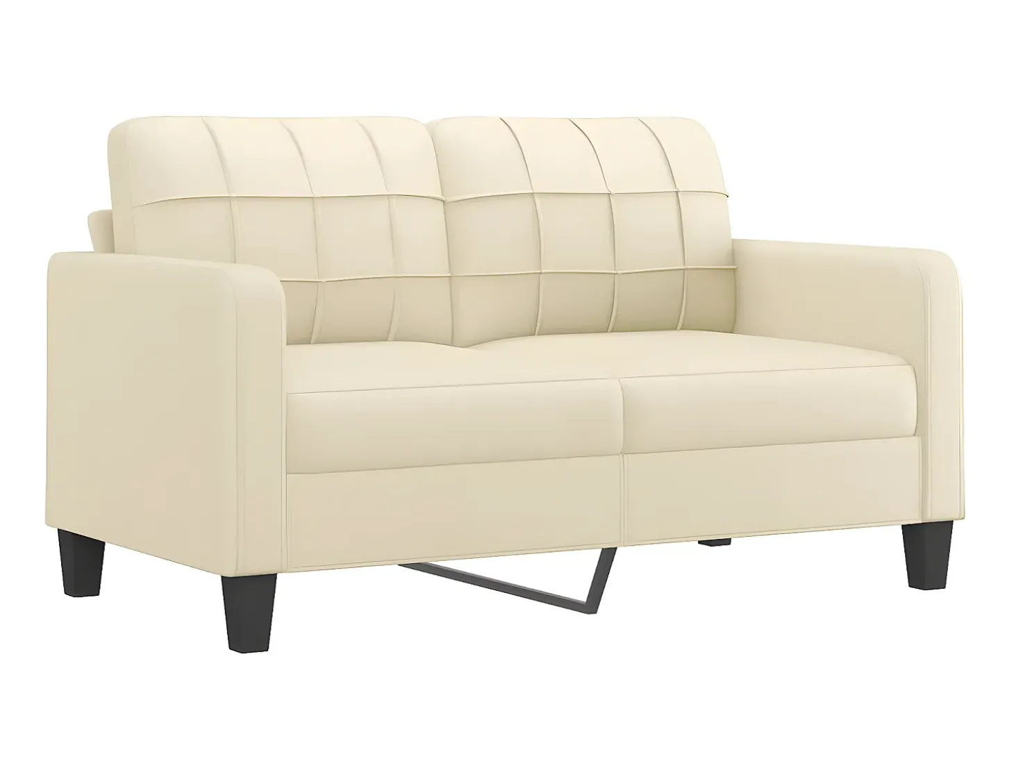 Sofá de 2 lugares 140 cm couro artificial cor creme PT562097