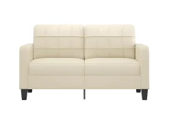 Sofá de 2 lugares 140 cm couro artificial cor creme PT562097