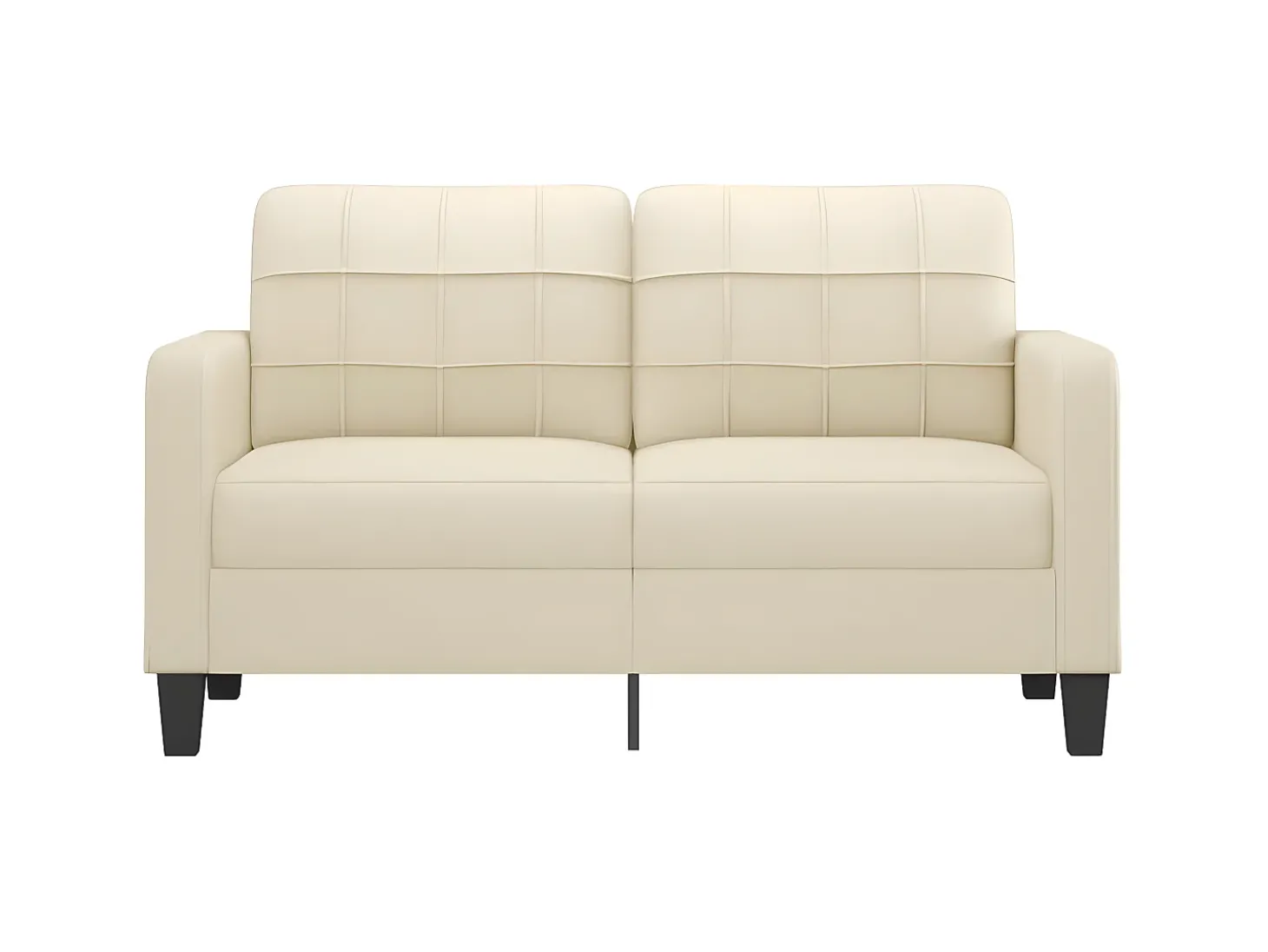 Sofá de 2 lugares 140 cm couro artificial cor creme PT562097