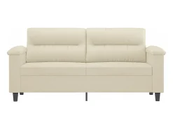 Sofá de 2 lugares 140 cm couro artificial cor creme PT509829