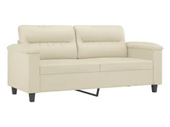 Sofá de 2 lugares 140 cm couro artificial cor creme PT509829