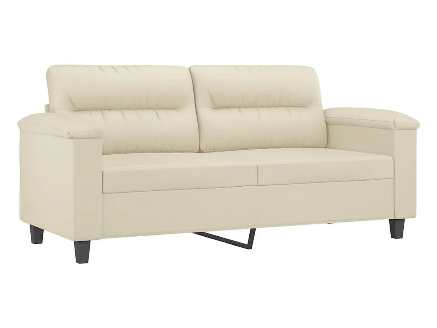 Sofá de 2 lugares 140 cm couro artificial cor creme PT509829