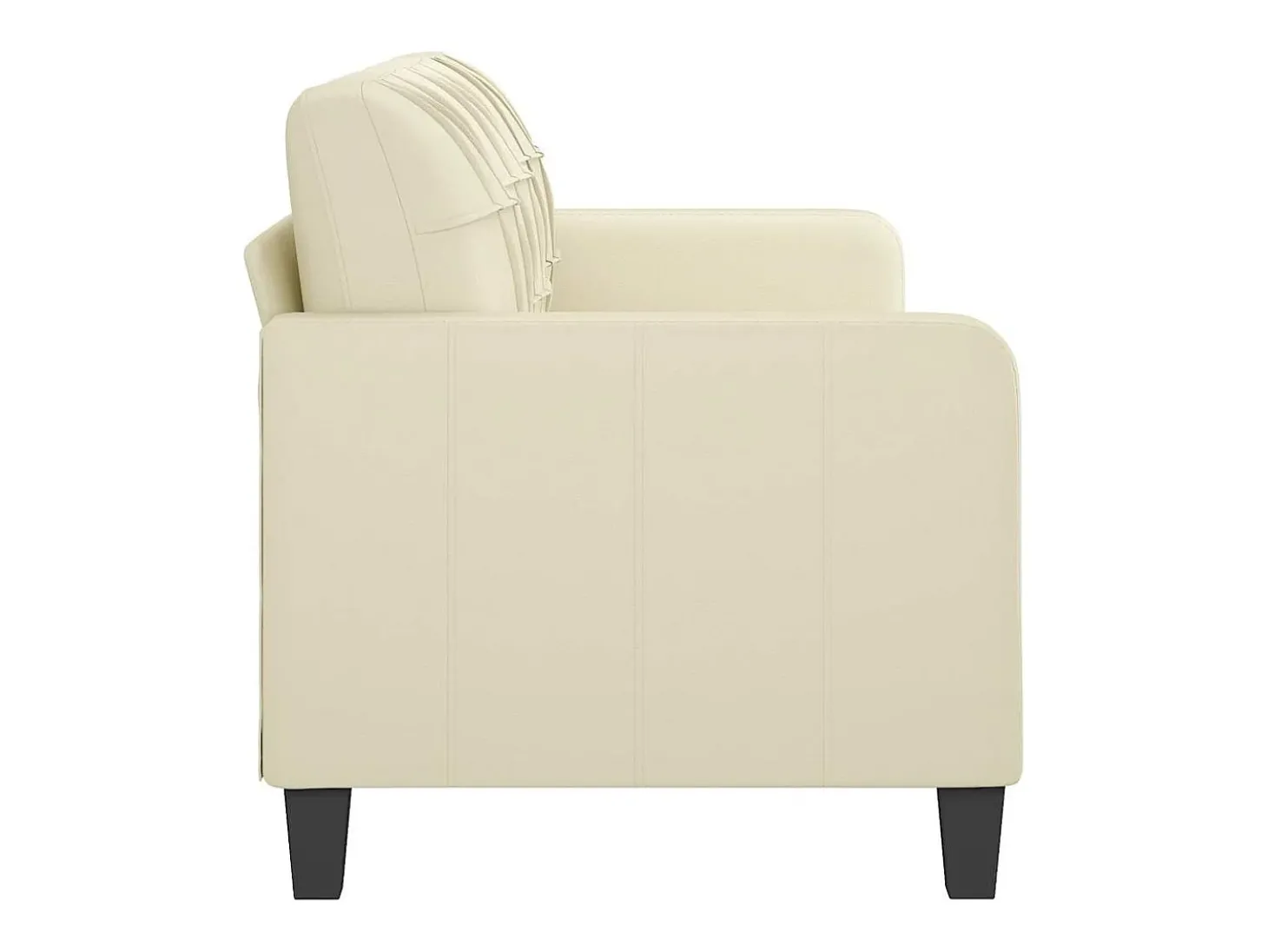 Sofá de 3 lugares 180 cm couro artificial cor creme
