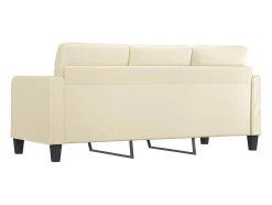 Sofá de 3 lugares 180 cm couro artificial cor creme