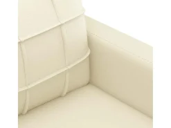 Sofá de 3 lugares 180 cm couro artificial cor creme