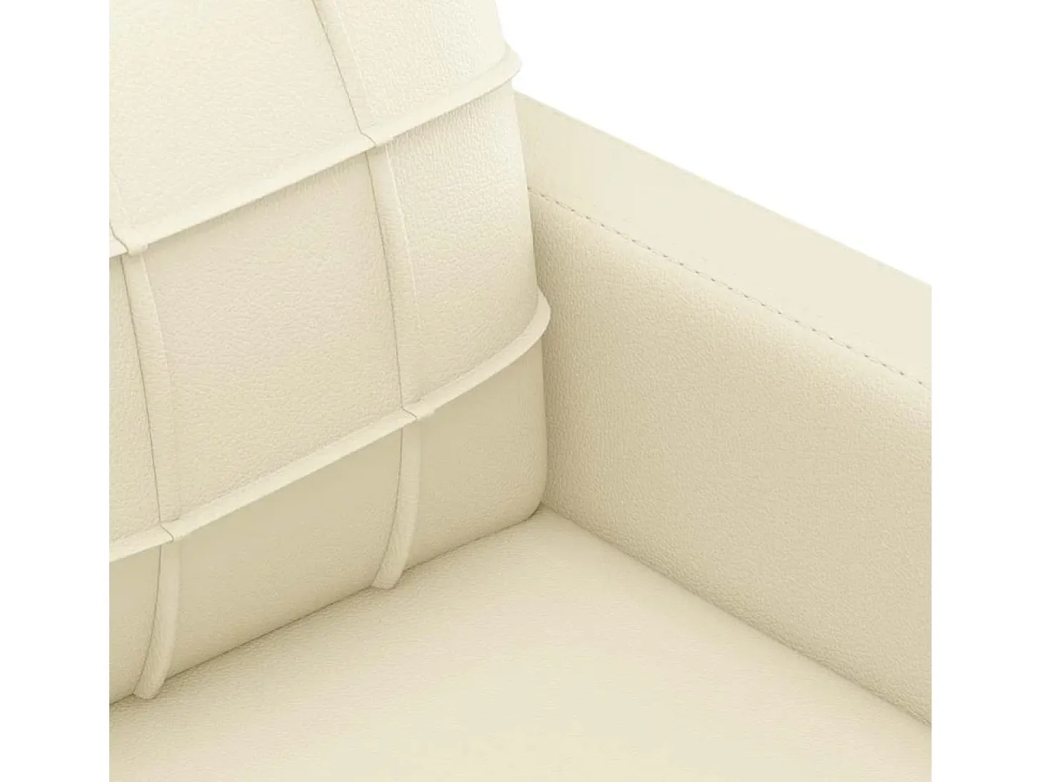 Sofá de 3 lugares 180 cm couro artificial cor creme