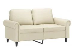Sofá de 2 lugares 120 cm couro artificial cor creme PT562645