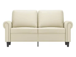 Sofá de 2 lugares 120 cm couro artificial cor creme PT562645