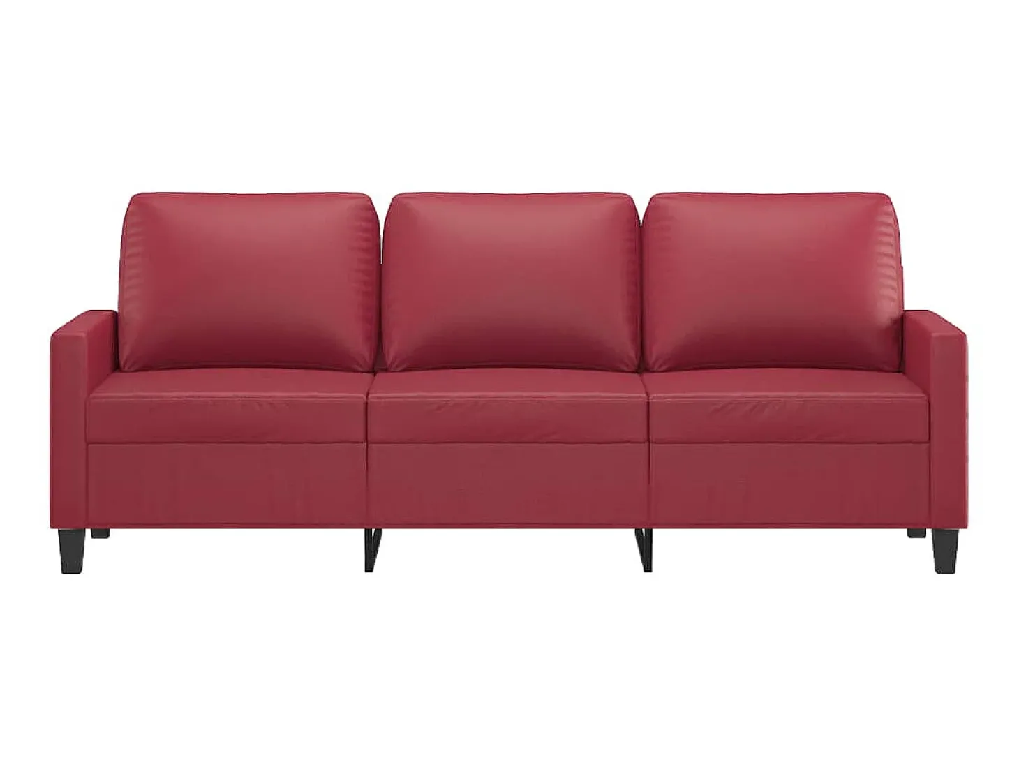 Sofá de 3 lugares 180 cm couro artificial vermelho tinto PT186395