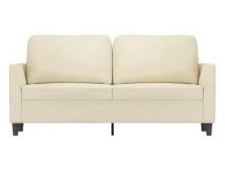 Sofá de 2 lugares 140 cm couro artificial cor creme PT116443