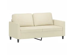 Sofá de 2 lugares 140 cm couro artificial cor creme PT116443