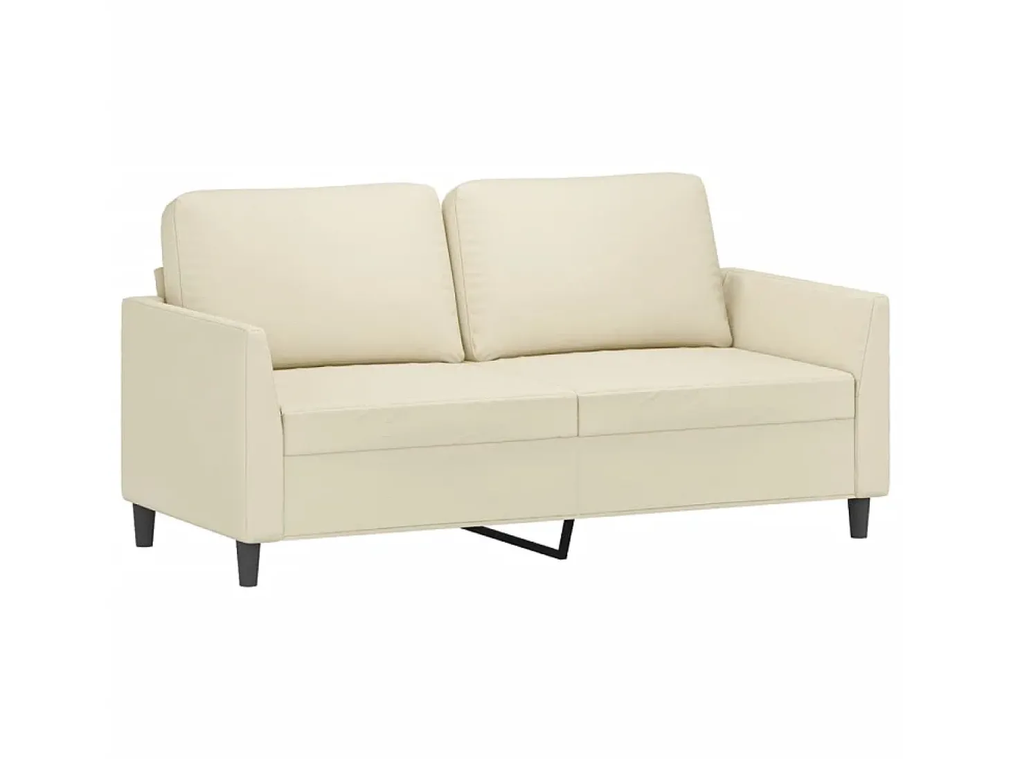 Sofá de 2 lugares 140 cm couro artificial cor creme PT116443