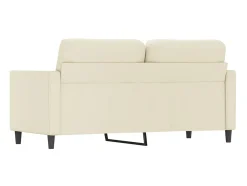 Sofá de 2 lugares 140 cm couro artificial cor creme PT116443