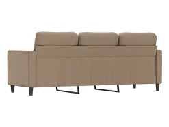 Sofá de 3 lugares 180 cm couro artificial cor cappuccino