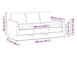 Sofá de 3 lugares 180 cm couro artificial cor cappuccino
